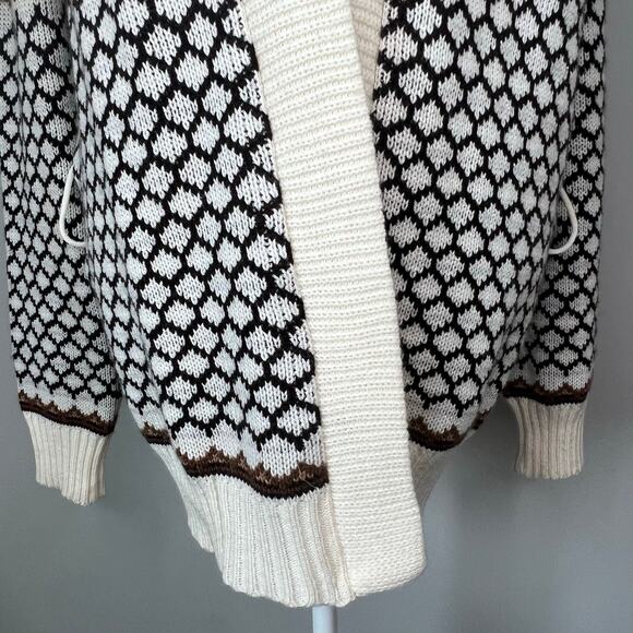 Vintage KMart Women's Fair Isle Print Cardigan Sweater *no belt* Sz L Fisherman - Picture 4 of 10